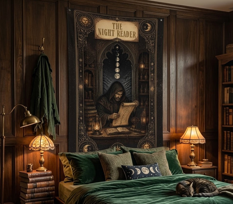 The Night Reader Mystic Flag & Wall Tapestry | MAGGIC Studio