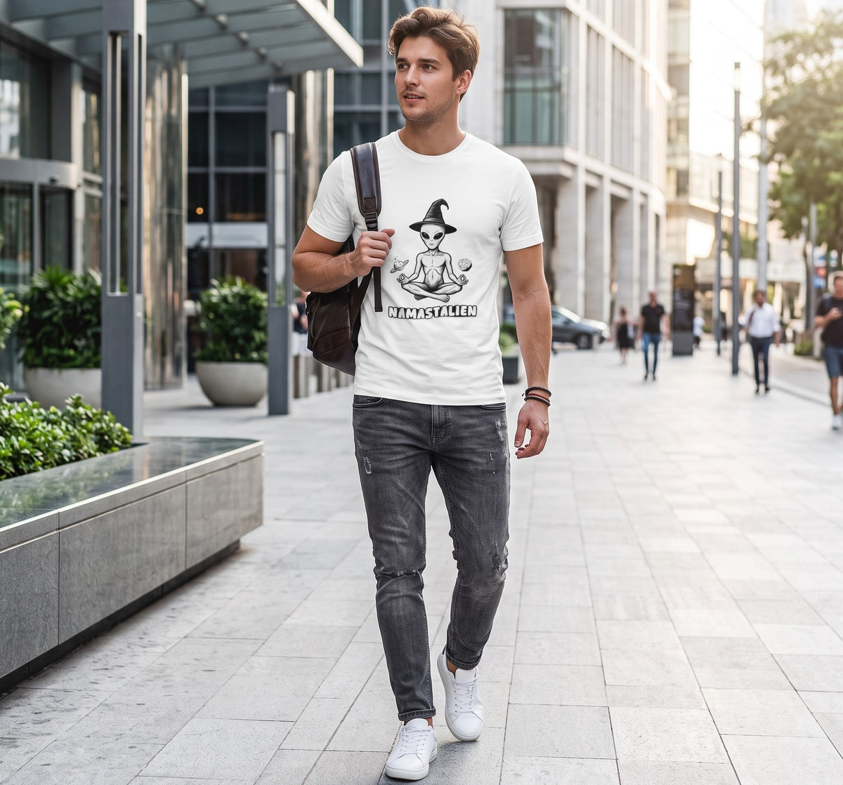 Namast'alien Funny Alien Witch Shirt - Celestial Witchy Graphic Tee
