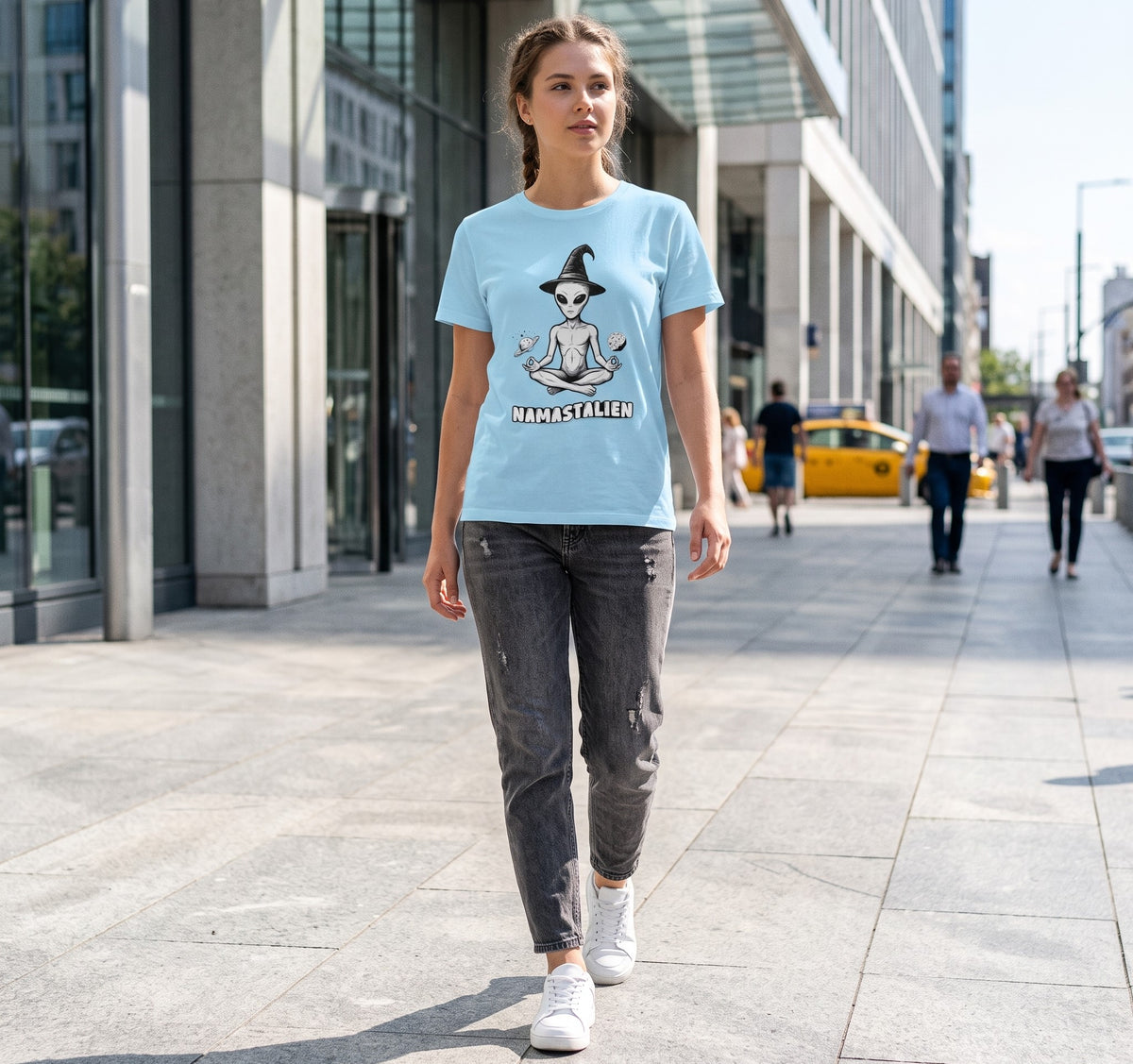 Namast'alien Funny Alien Witch Shirt - Celestial Witchy Graphic Tee