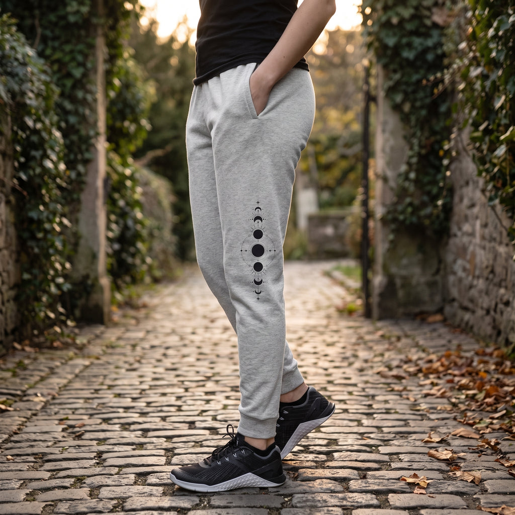 Celestial Moon Phases Unisex Joggers - Mystic Boho Sweatpants, Aesthetic Cozy Athleisure