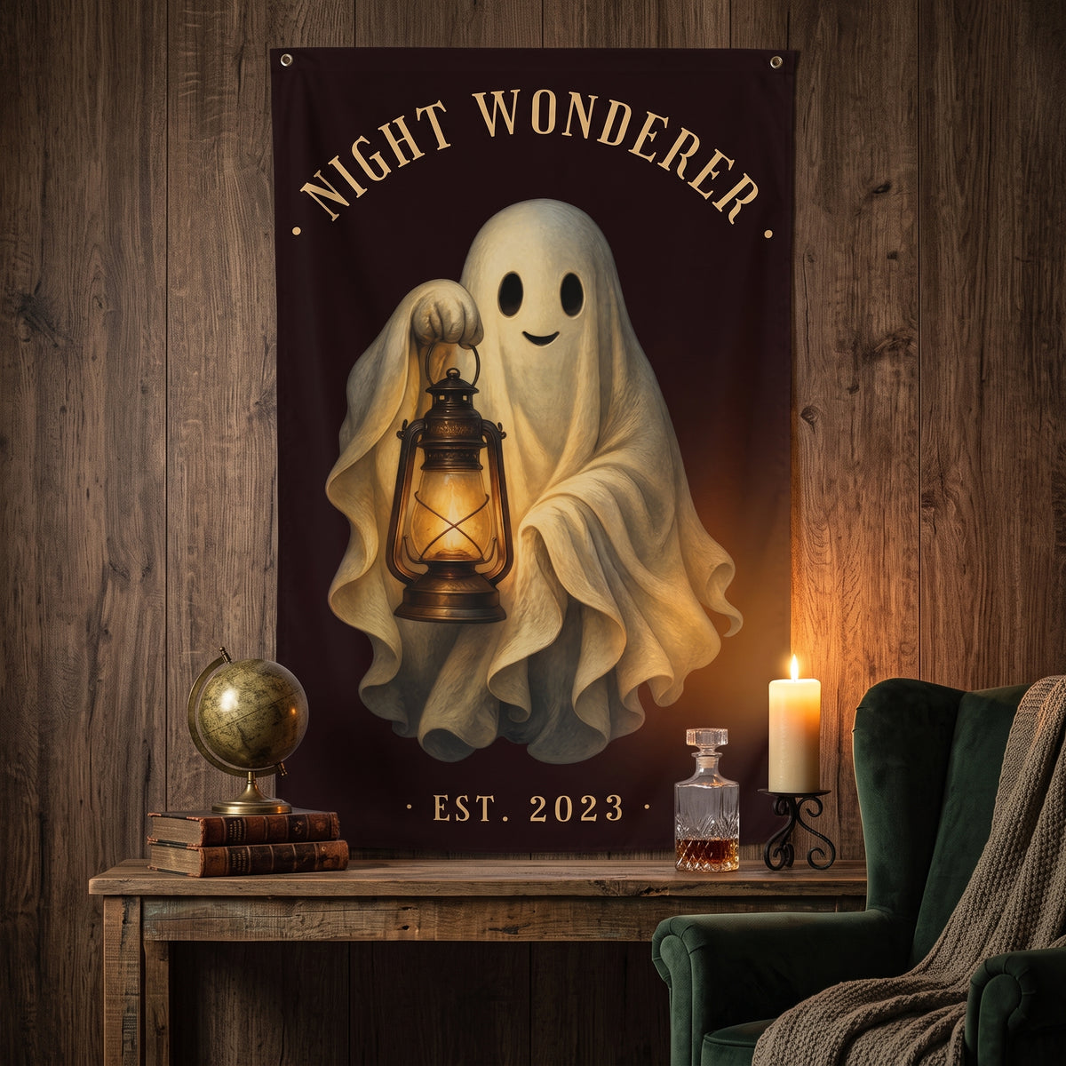 Night Wanderer Ghost Wall Tapestry • Spooky Season Decor