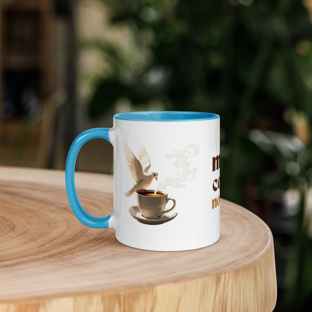 Make Coffee Not War Mug - Retro Peace Dove & Coffee Ceramic Cup, Cozy Boho Coffee Lover Gift