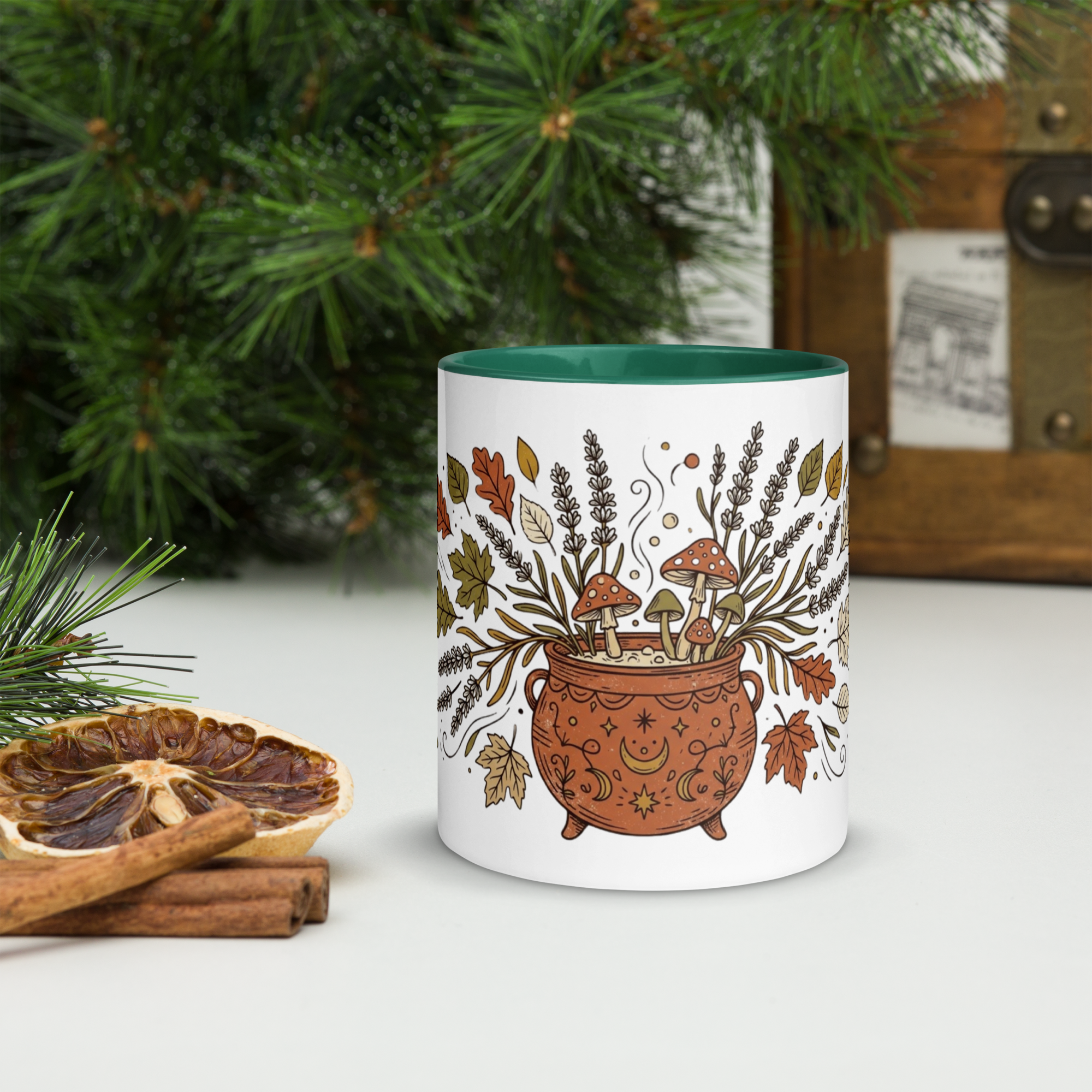 Witch’s Brew Cauldron Mug - Autumn Botanical Celestial Mushroom &  Mystic Mug