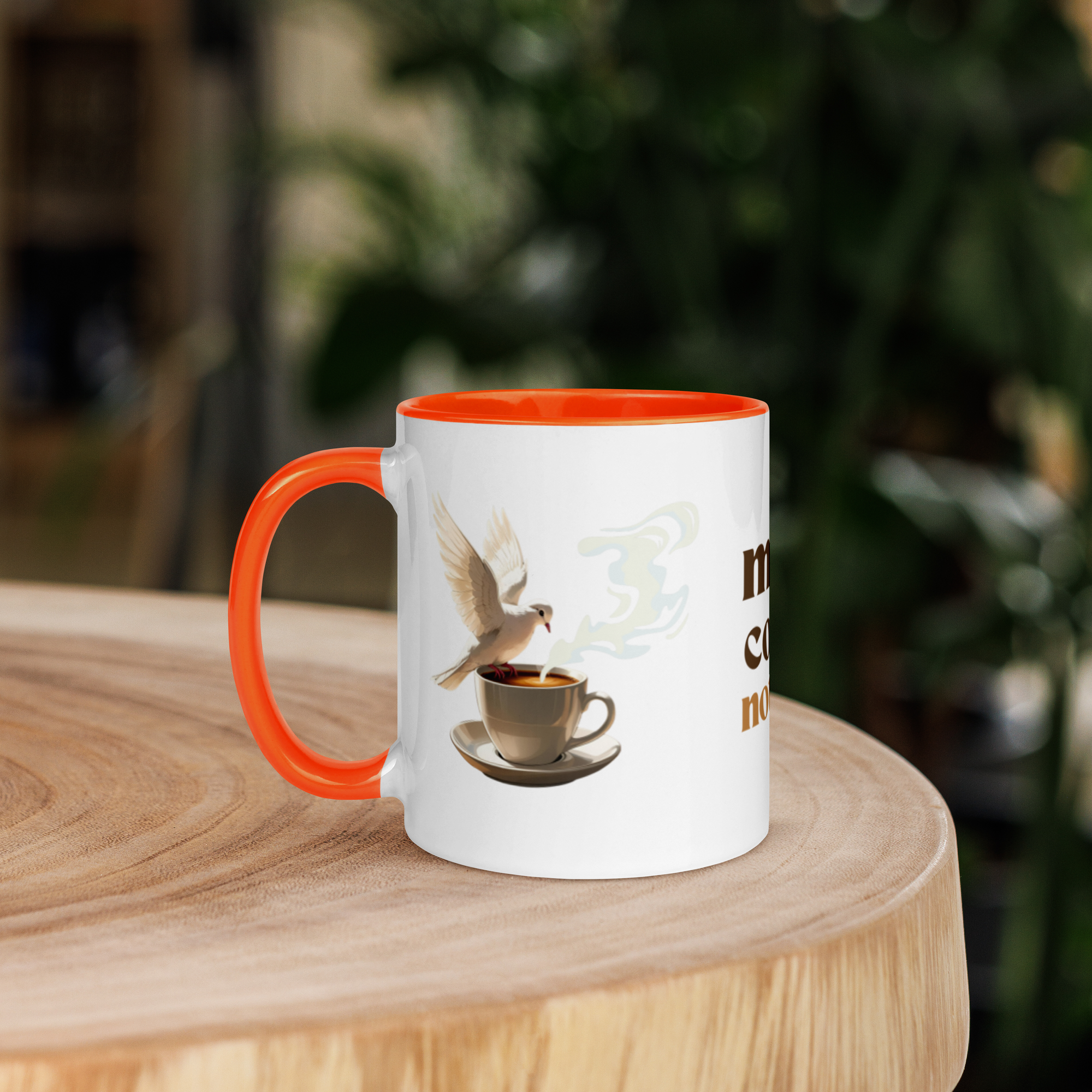 Make Coffee Not War Mug - Retro Peace Dove & Coffee Ceramic Cup, Cozy Boho Coffee Lover Gift